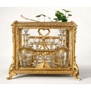 Baccarat Crystal & Gilt Bronze Liquor Cabinet, Napoleon III Era, Glasses/decanters 
