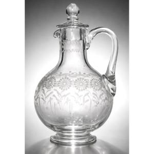 Antique Norman Carafe, Sandblasted/engraved Glass, 19th Century, Glassware, Carafe/pitcher 
