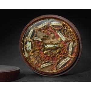 Portable Reliquary, Papers, Late 18th Century, Walnut, Religious Object, Box/case