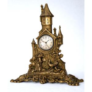 Napoleon III Era Watch Stand, 19th Century Fable, Bronze, Bas-relief, Curiosity, Anticlerical