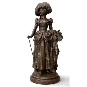 Antique Bronze Signed , Young Lady , Marie Antoinette , Van Der Straeten
