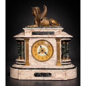 Antique Clock Bronze , Revival Eypytian