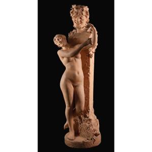 Terracotta Sculpture , Maenad Domien Van Den Bossche , Faun , Dancer Napoleon III
