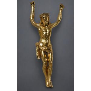 Christ En Croix , Crucifix XVIIe , Gilded Bronze , Baroque Model , Religious Object