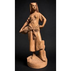 Terre Cuite Orientaliste Signé Antoine Bastet Editée Par Sèvres , Egyptienne Denudée , Curiosa