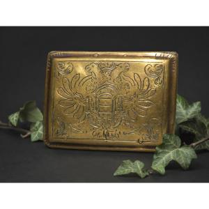 Tabatiere XVIIIe , Boîte à Tabac , Laiton Gravé , Aigle Bicephale , Datée 1772 Blague Habsbourg
