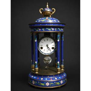 Large Portico Clock , Cloisonné Enamels , China / Asia XXth Century , Clock
