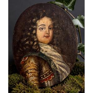 Royalist Portrait Of The Duc Du Maine, Oil On Wood Panel, 18th Century