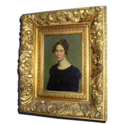 Portrait Of Young Woman Restoration Period, Signed Louis Léopold Boilly, Nineteenth Empire Dress