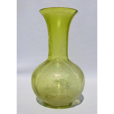 Antique Vase Saint Louis Crystal XIXe Absinthe Green 