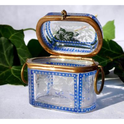Antique Box Crystal Napoleon III 1860 Hunting Victorian Style Baccarat