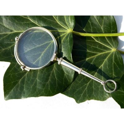 Pair Of Glasses / Bésicles Hand Face In Gold & Diamonds Woman's Magnifying Glass Nineteenth Century 1900 Jewel