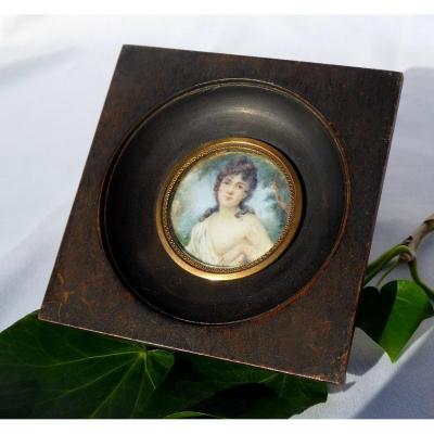 Miniature, Portrait Of Naked Young Woman, Nineteenth Century Diane Chasseresse Painting