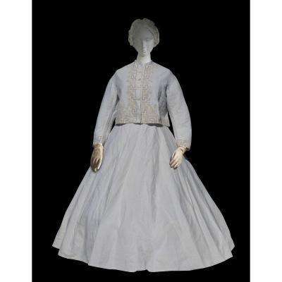 Antique 1860 Spring Gown Dress Civil War Victorian Ara Cage 