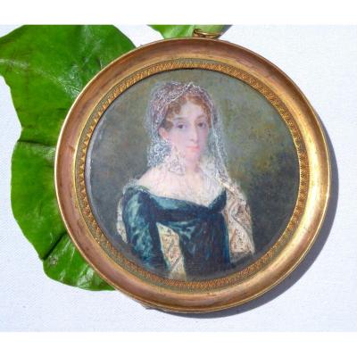 Miniature Portrait  Woman Period First Empire Letizia Bonaparte Mother Napoleon I