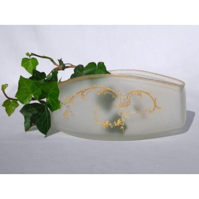Legras Table Jardiniere In Frosted Glass Nineteenth, Louis XV Art Nouveau Style 1900 Cache Pot