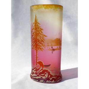 Art Nouveau Style Iridescent Glass Vase, Beyermann And Co Haida, Loetz Vessiere Nineteenth Nancy