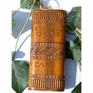 Carved Wood Case, Swiss Work Early Nineteenth Century Porte Billet Doux, Fall Of The Aare