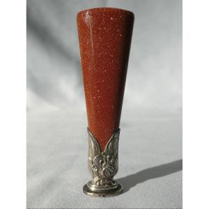 Sealing Seal / Wax Stamp Sterling Silver & Sun Stone, Art Nouveau Style Nineteenth