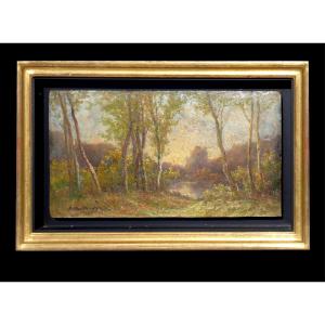 Oil On Panel Signed By The Lille Painter Alexandre Dronsart Debut Twentieth Lille Barbizon School