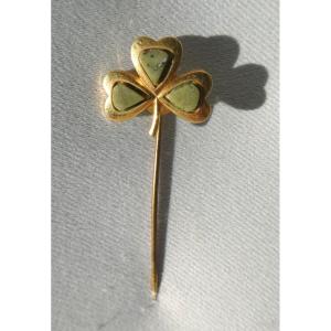 Tie Pin, 1900 Period, Clover Decor, Art Nouveau Style Nineteenth Jewel
