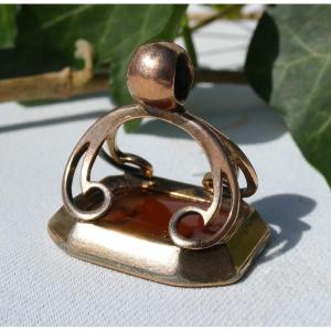 Chatelaine Stamp Seal, Red Agate Engraved Nineteenth Time, Louis Philippe Wax Stamp