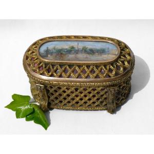 Large Jewelry Box Napoleon III Miniature Painted Place De La Concorde Box Nineteenth Paris
