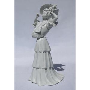 Natural Biscuit Sculpture, Young Woman With Hat Around 1900, Elegant / Nineteenth Fashion Gibson Girl
