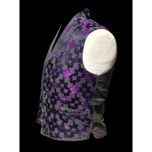 Men's Shawl Vest Period 1840-1850, Violet Brocaded Silk, Dandy, Nineteenth Fashion Costume