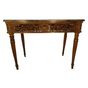 Louis XVI Console In Walnut Resting On Four Legs