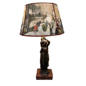 Lamp Representing A Woman In Antique Drapery, Signed Ch Ferrat (1830-1882)