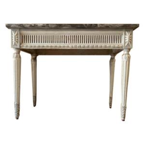 Louis XVI Period Console, Resting On Four Legs With Openwork Crosspieces.