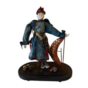 19th Century Japanese Warrior Presented Under A Glass Globe