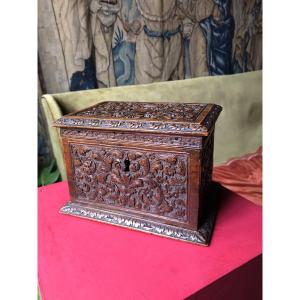 Wooden Box From Saint Lucia, 17th Century.