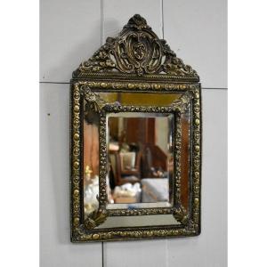 Small Mirror In Repoussé Brass, Louis XIV Style, Napoleon III Period - Nineteenth