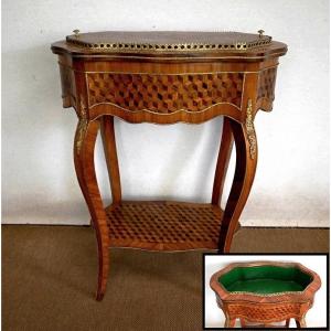 Planter In Marquetry, Louis XV Style, Napoleon III Period - Mid-19th Century