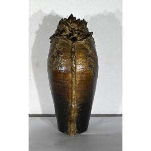 Glazed Ceramic Vase, Signed 