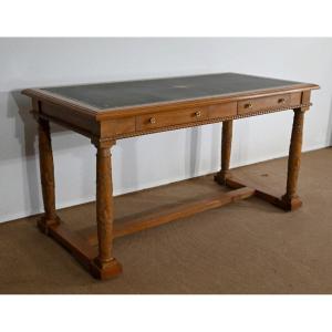 Bureau Plat, Solid Oak, Empire Taste – 1950