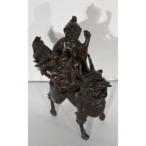 Bronze Chinese Character And Fao Dog, Asian Style - Early Twentieth
