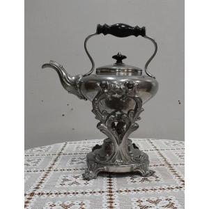 Samovar In Silvered Copper, Louis XV Style - 2nd Half Of The Nineteenth