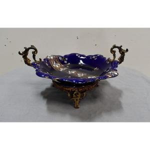 Blue Porcelain Cup From Lunéville, Napoleon III - 2nd Part Of The Nineteenth