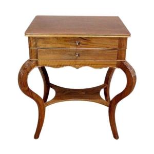 Worker Side Table In Solid Blond Walnut - Late 19th Century