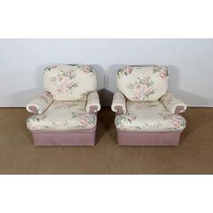 Pair Of Lounge Armchairs, English Spirit - Twentieth