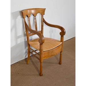 Armchair In Solid Cherry, Empire Period - Early 19th Century