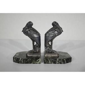 Pair Of “herons” Bookends Signed M. Frécourt, Art Deco – 1920