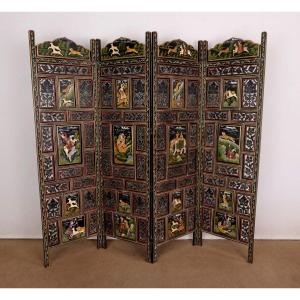 Four Leaf Indian Screen, Rajasthan - Early 20th Century