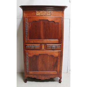 Cabinet In Roux Cherry, Louis XV Style, Vendée Region - 1st Part Nineteenth