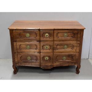 Crossbow Commode In Solid Blond Walnut, Transition Period Louis XV / Louis XVI - XVIIIth