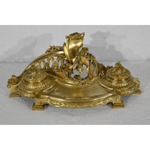 Inkwell In Gilt Bronze, Signed Vandevoorde - Early Twentieth