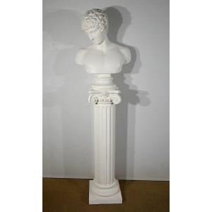 Bust Of Antinoüs On Column Set - Late Nineteenth
